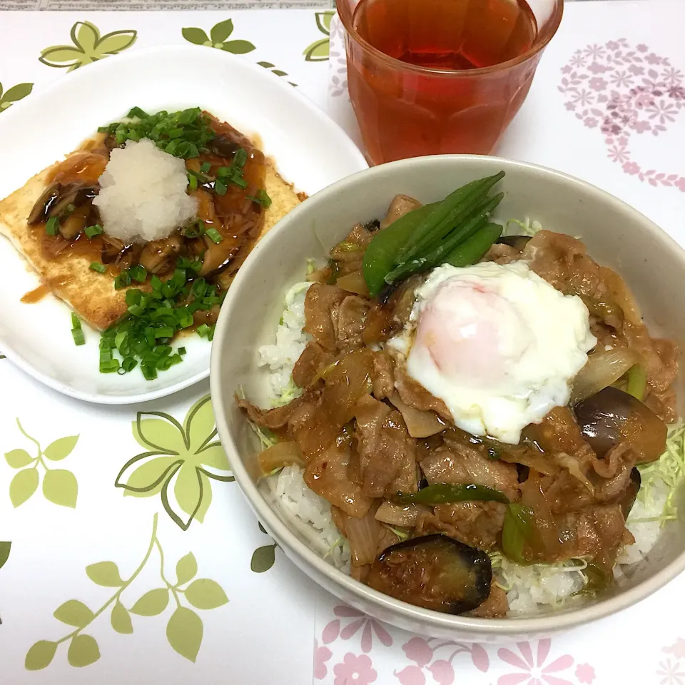 味噌豚丼と豆腐ステーキ|まみっこさん