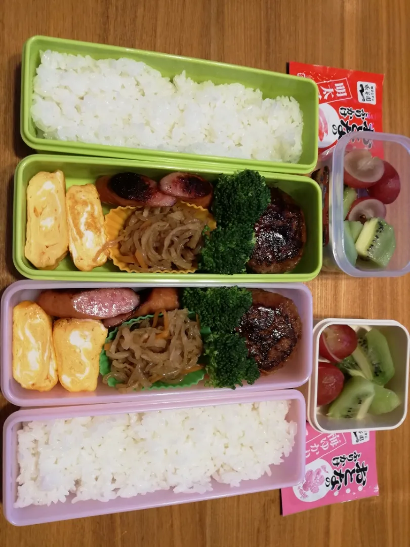 Snapdishの料理写真:小学生二人の遠足弁当|pigmegさん