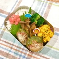 Snapdishの料理写真:ピーマンの肉詰め弁当|sappyさん