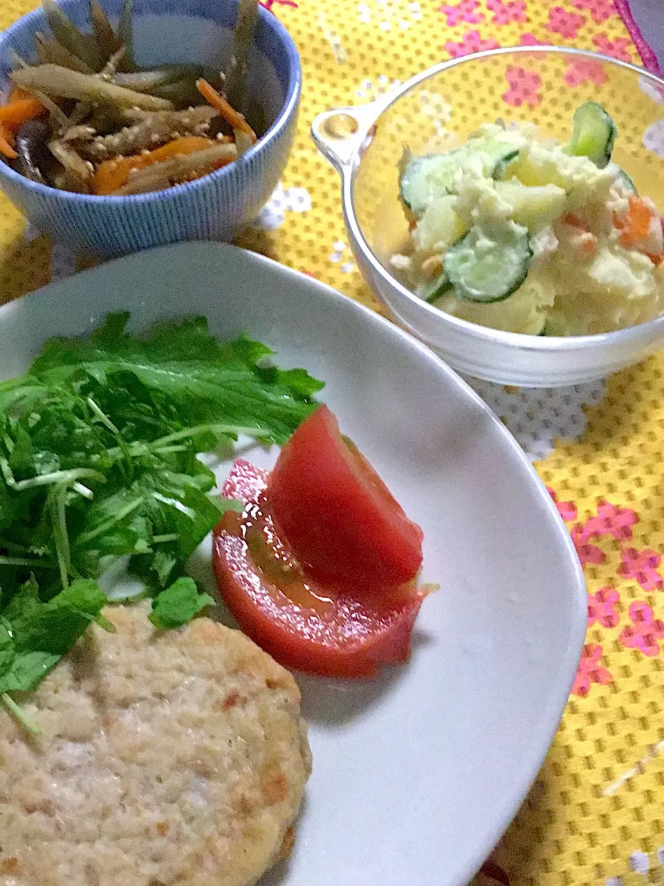 ポテトサラダ     金平牛蒡     生協の豆腐ハンバーグ 他|掛谷節子さん