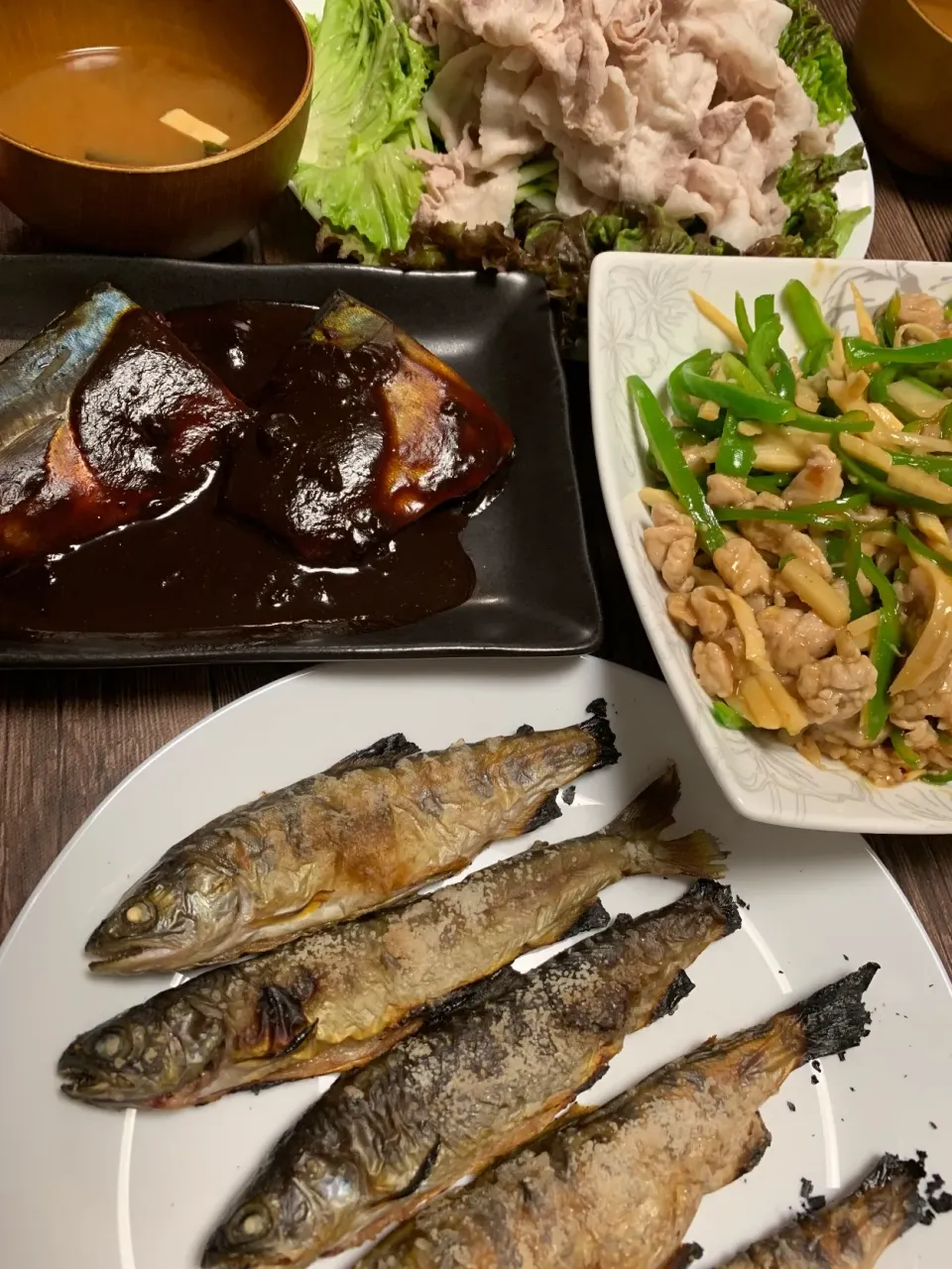 冷しゃぶ☆岩魚☆サバの味噌煮☆青椒肉絲|MEGUMIさん