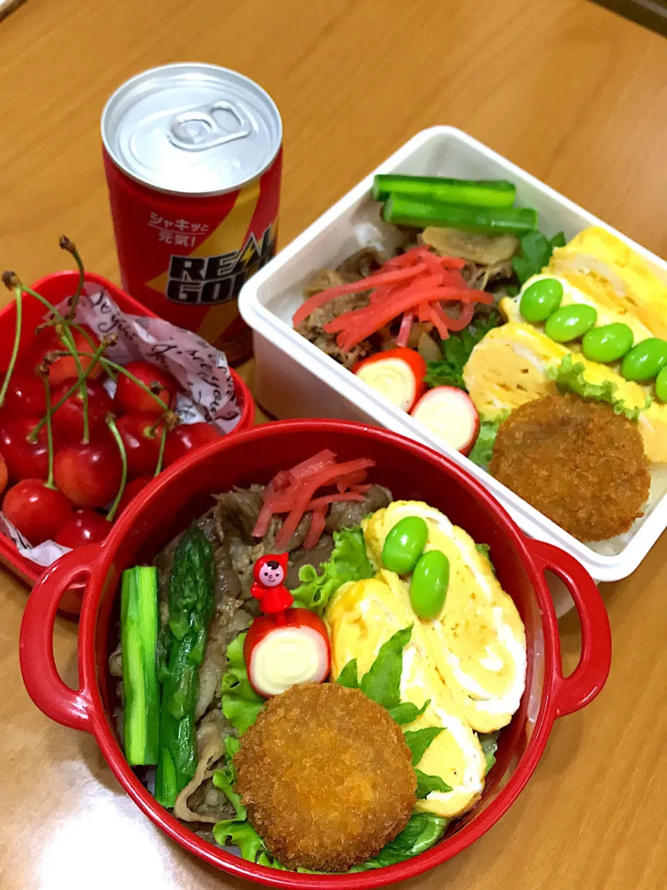 牛丼&さくらんぼ🍒弁当|まっきんさん