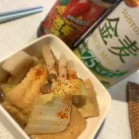 Snapdishの料理写真:暑い日にサイコー！わたしの夏のおつまみ♡豚バラ白菜しょうが煮込み♪ 燃辛唐辛子🌶と相性ばっちり👍|sato_sanさん