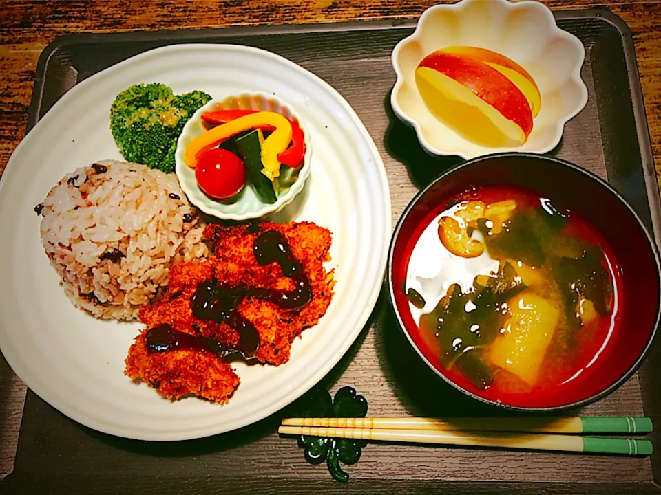 チキンカツ定食～🎶|パンダ母さん🐼さん