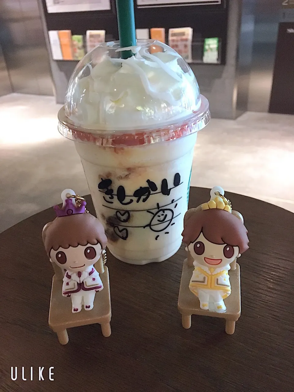 Snapdishの料理写真:プリンアラモードフラペチーノ💜💛スタバ|なぎさん