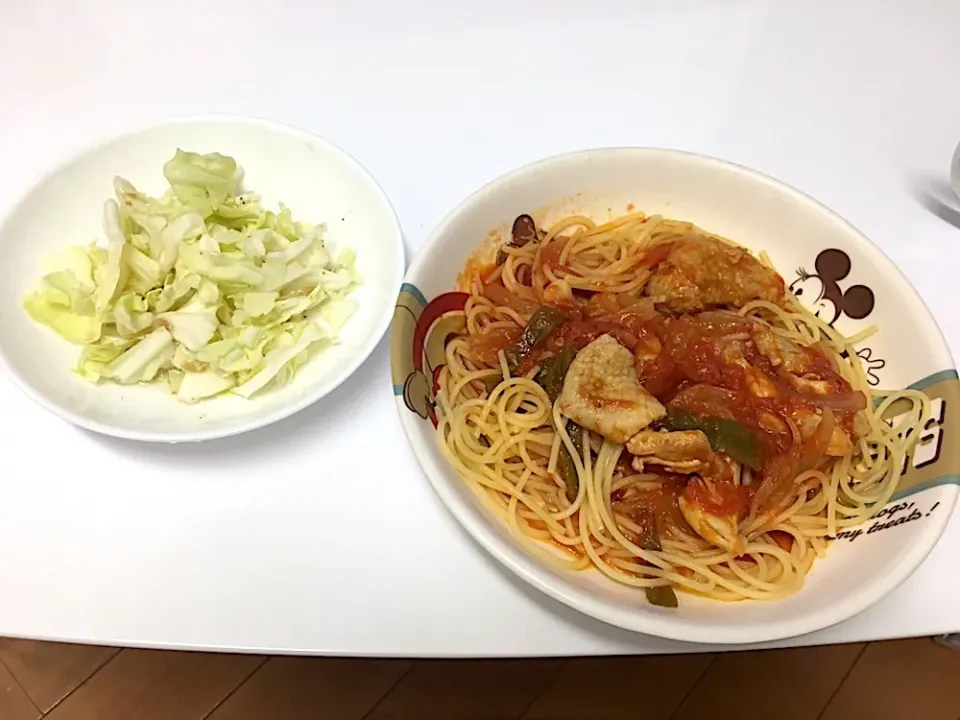 Snapdishの料理写真:鶏肉トマトスパゲティ|ゆうさん