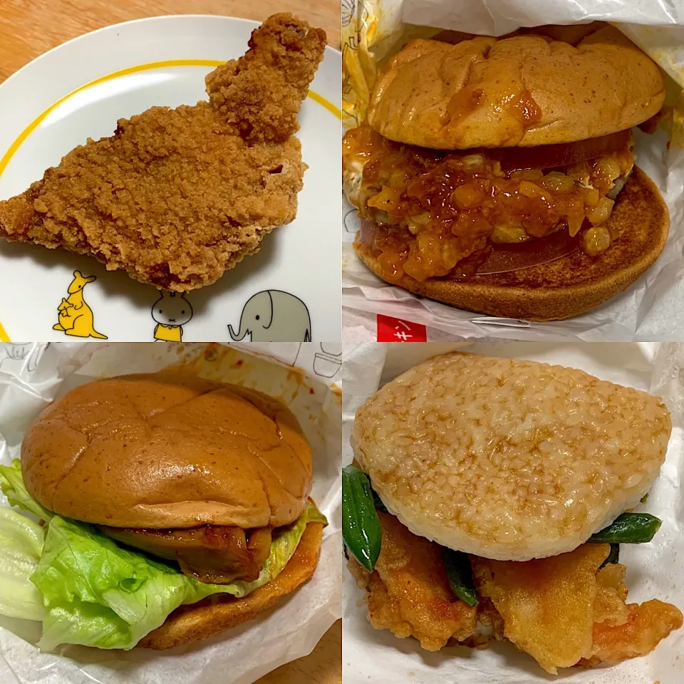 Snapdishの料理写真:デラックスモストマトダブル🍅
激辛テリヤキチキンバーガー🍔
ライス海老🦐の天ぷら
モスチキン🍗|るみおんさん