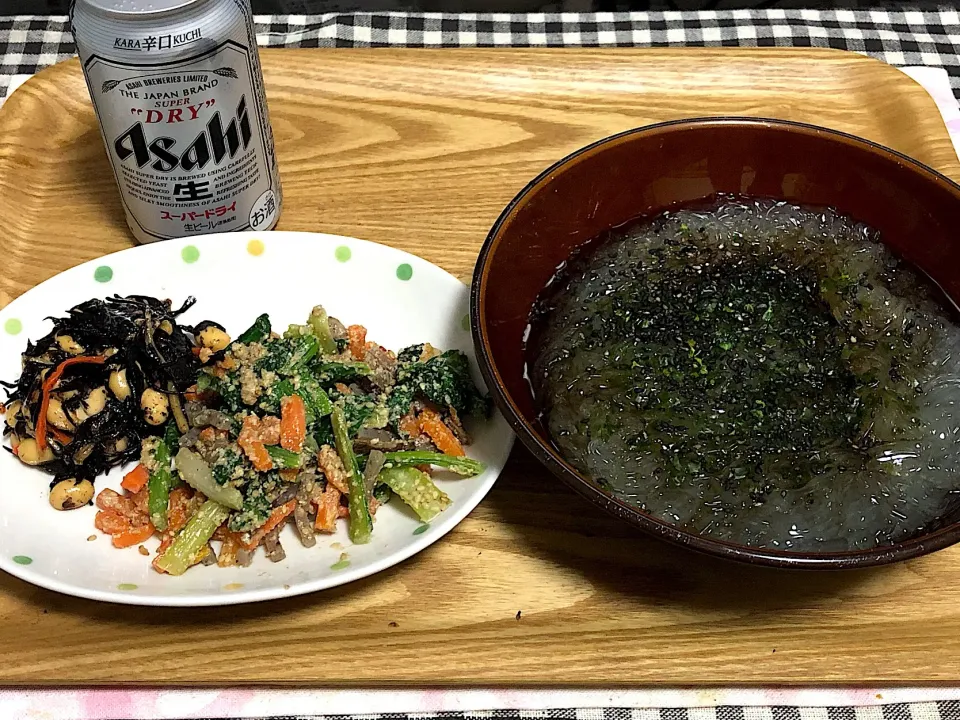 今日の夕食
☆ところてん
☆小松菜の胡麻和え
☆ひじき煮
☆ビール🍺|まぁたんさん