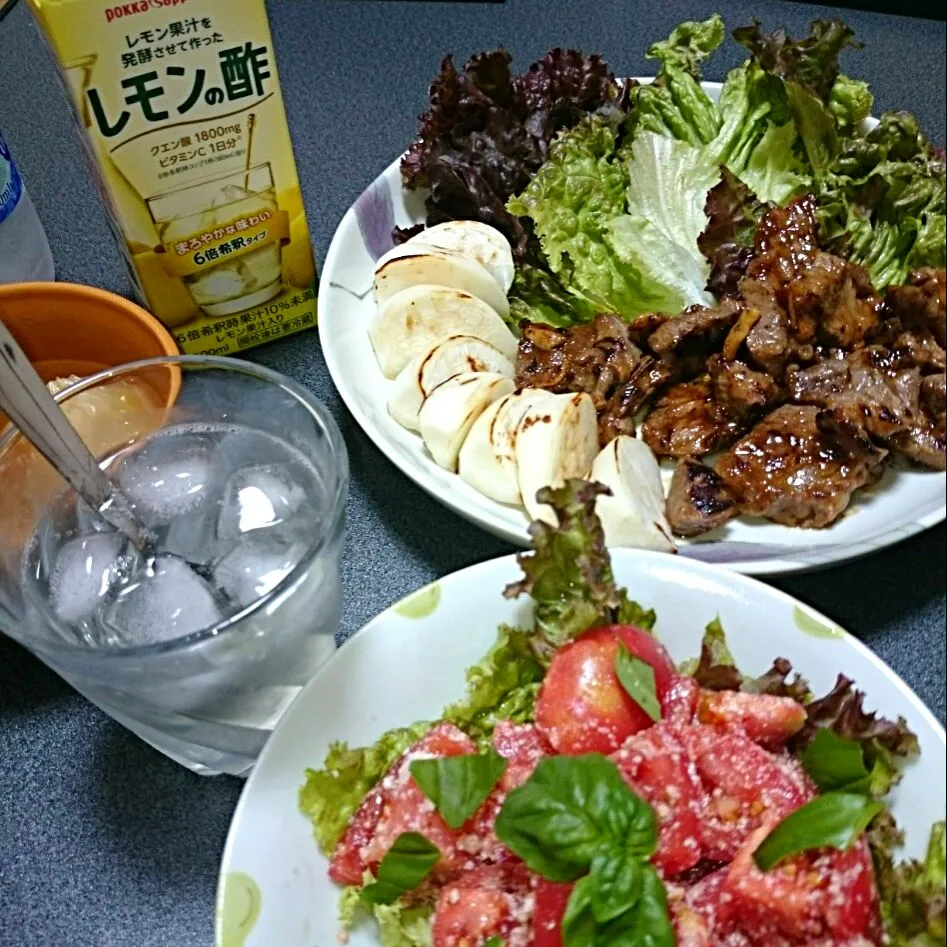 レモンの酢の炭酸割with夏のステーキディナー🌃🍴|jun(・x・)さん