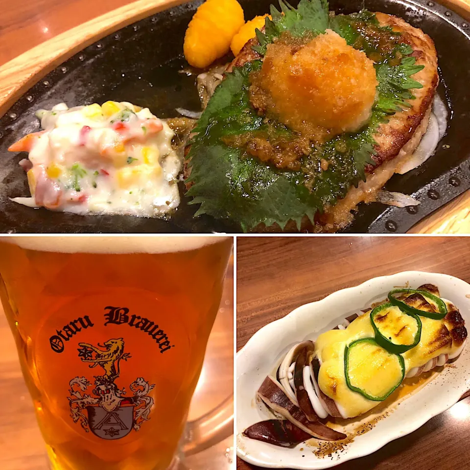 おろしそバーグステーキ🥩、オーガニックビール🍺、イカの箱舟🦑|buhizouさん