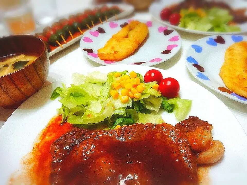 父の日夕食(^ー^)
ステーキ&サラダ
カラスカレイソテー(カレー味)
玉こんにゃく甘辛煮
お味噌汁(豆腐、ワカメ、油揚げ)|プリン☆さん