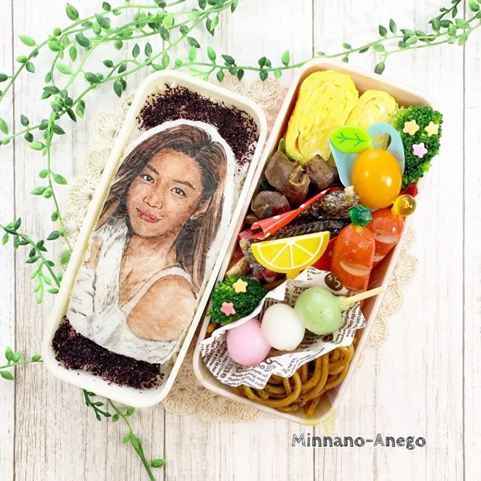 韓国女優人気ランキング10位『チョン・ジヒョン』弁当
 #オブラートアート 
 #オブアート 
 #似顔絵弁当|みんなのあねごさん