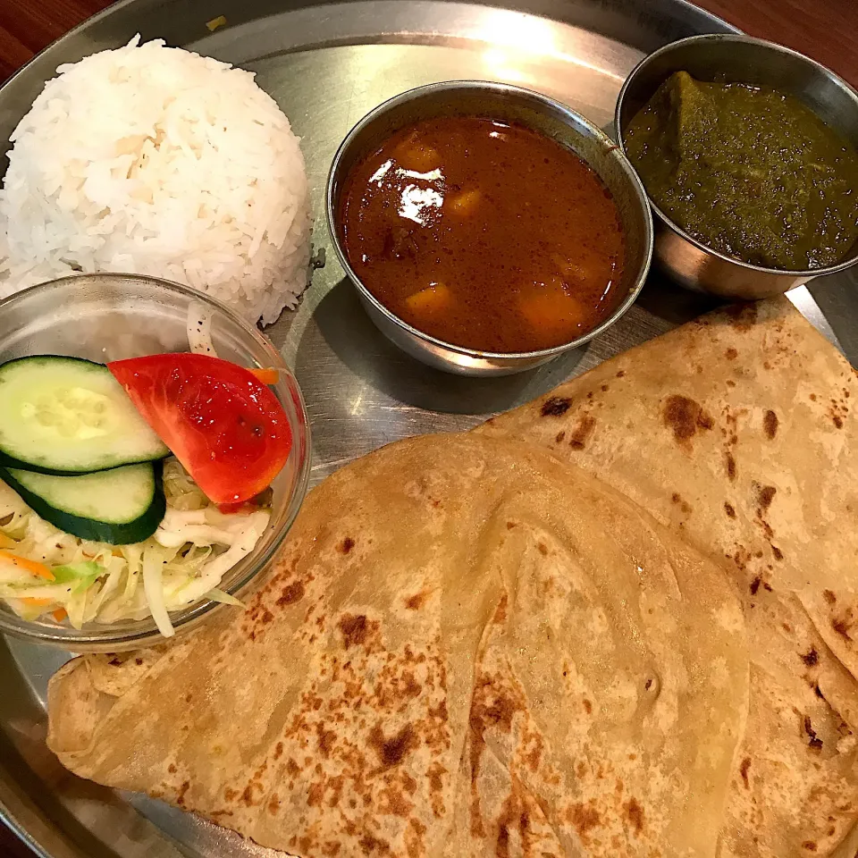 マトンと野菜のカレーAセットランチ@アーンドラ・キッキン(上野広小路)|塩豚骨さん