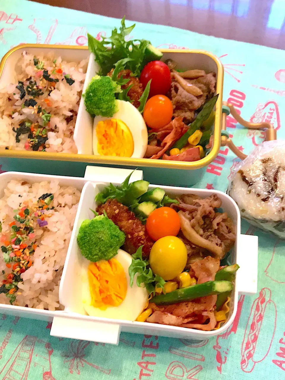 Snapdishの料理写真:2019.6.18  JK＆自分弁当～牛肉としめじの生姜煮🎶|rinrin*mama*さん