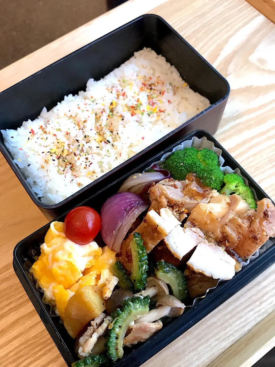 Snapdishの料理写真:鶏のハニーマスタード弁当|二キィさん