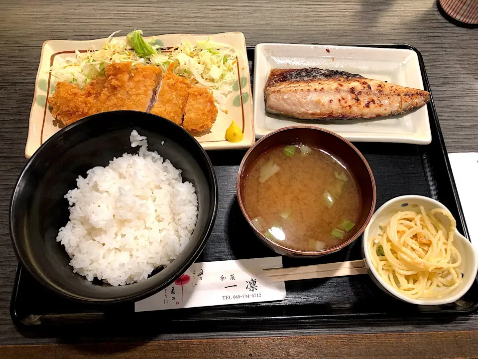 トンカツとサバの塩こうじ漬け焼き定食|しのぶさん