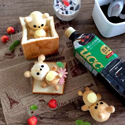 「UCC上島珈琲 / 職人の珈琲　低糖」を使ってみたSnapdishの料理・レシピ写真:Yukiko 1008さんの料理 ゆっこさんの料理 蜂蜜きな粉ちぎりパン♡