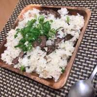 Snapdishの料理写真:牛ハツチャーハン|Okamoto  Hidetoさん