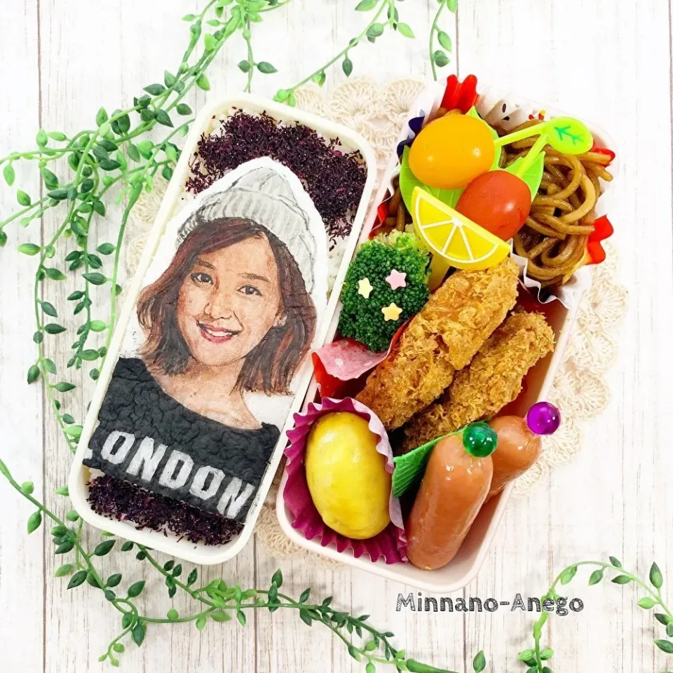 韓国女優人気ランキング6位『キム・ジウォン』弁当
 #オブラートアート 
 #オブアート 
 #似顔絵弁当|みんなのあねごさん