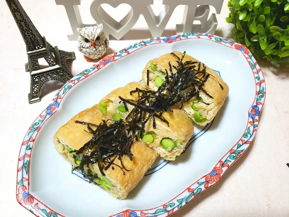 ♡おからパウダーと枝豆が入った小あげ煮♡|ずんこたんさん