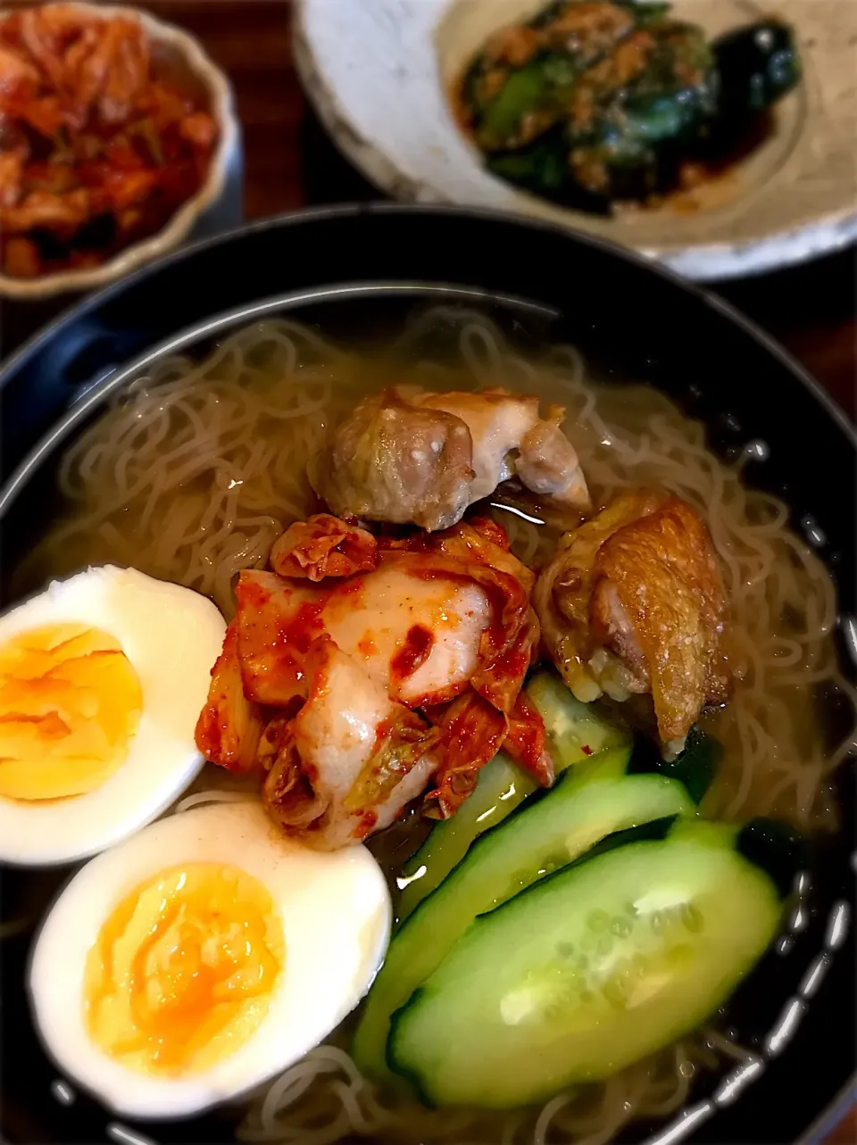 韓国冷麺 焼き鳥トッピング|カピバラおやじさん