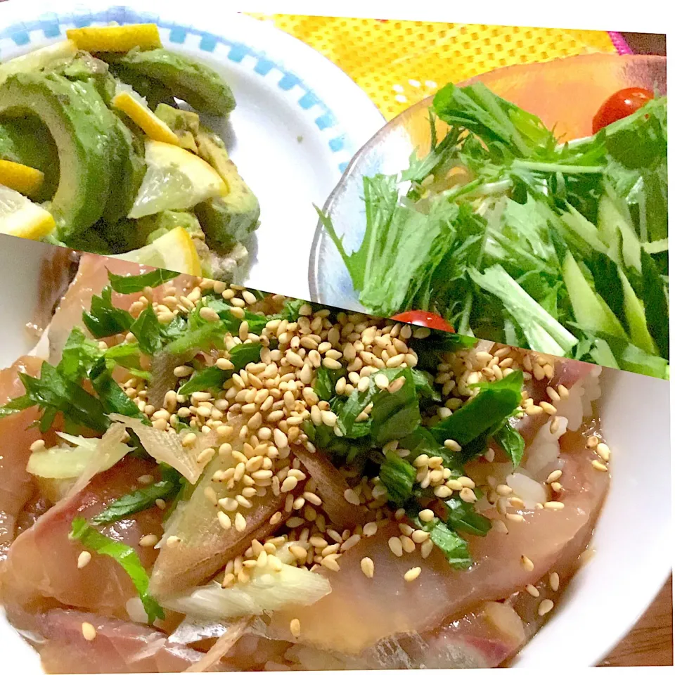 鯵の漬け丼     サラダ🥗     アボカド🥑|掛谷節子さん