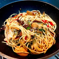 Spaghetti with clam,chili, and basil|Panaddaさん