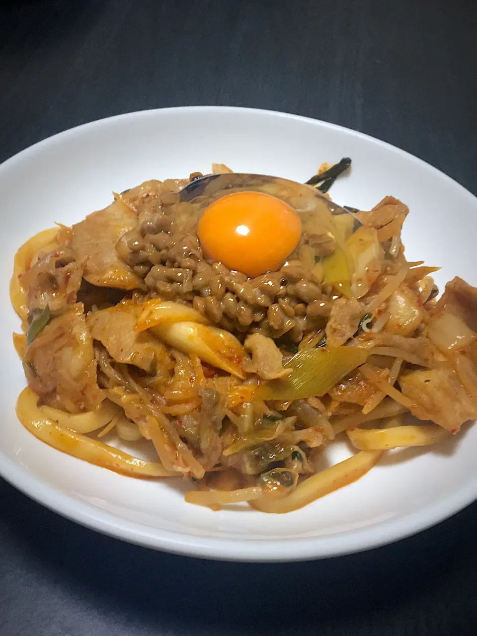 Snapdishの料理写真:豚キムチ納豆うどん|ranさん