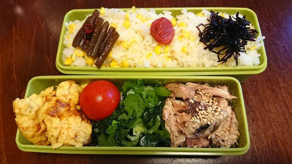 玉蜀黍ご飯と鮪のカマ焼き弁当|りょーさん