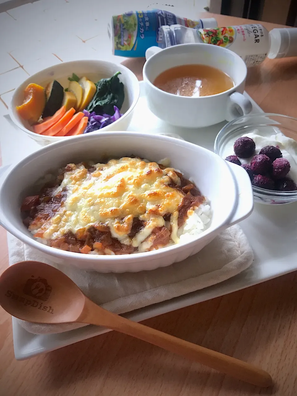 Snapdishの料理写真:キーマカレーの残りで焼きカレーのお昼ご飯 🍛
#お片付けご飯#キーマカレー#焼きカレー|とんちんさん