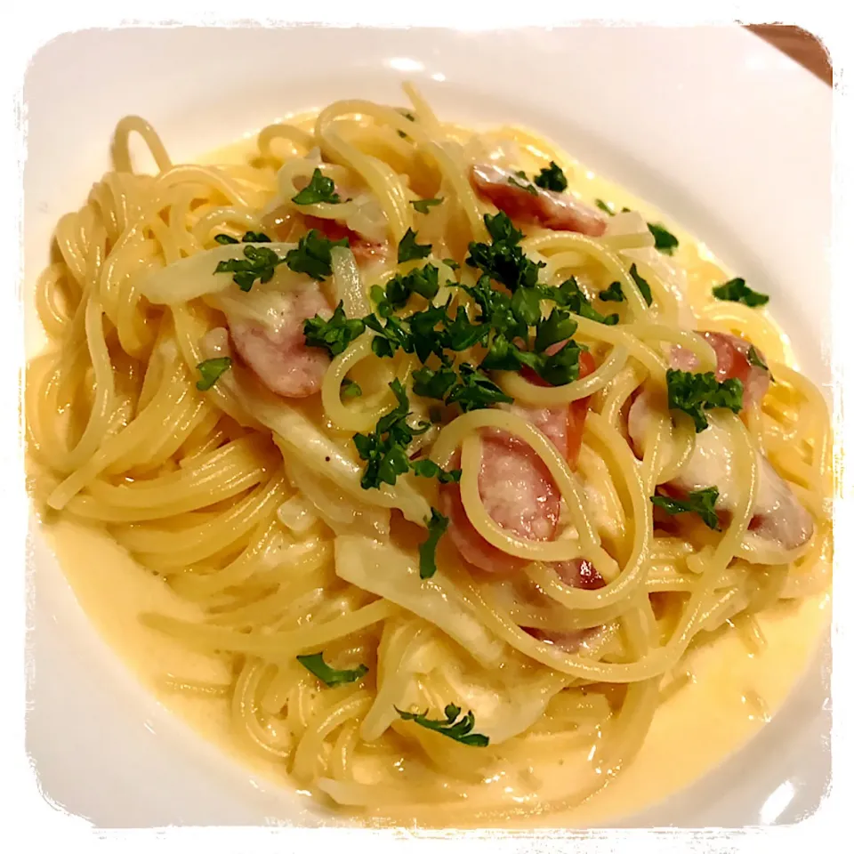 ソーセージで。Carbonara|toyamadaさん