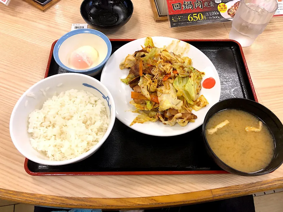 回鍋肉定食 w/半熟玉子|しのぶさん