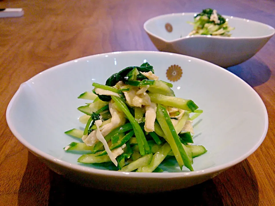 茹で鶏ときゅうり 三つ葉のからし和え|古尾谷りかこさん