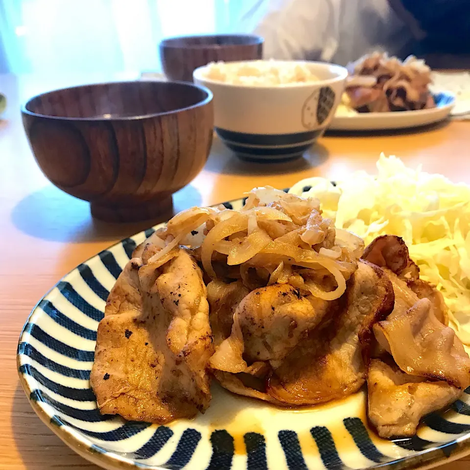 豚の生姜焼き。晩ごはん。|しゅうとうさんさん