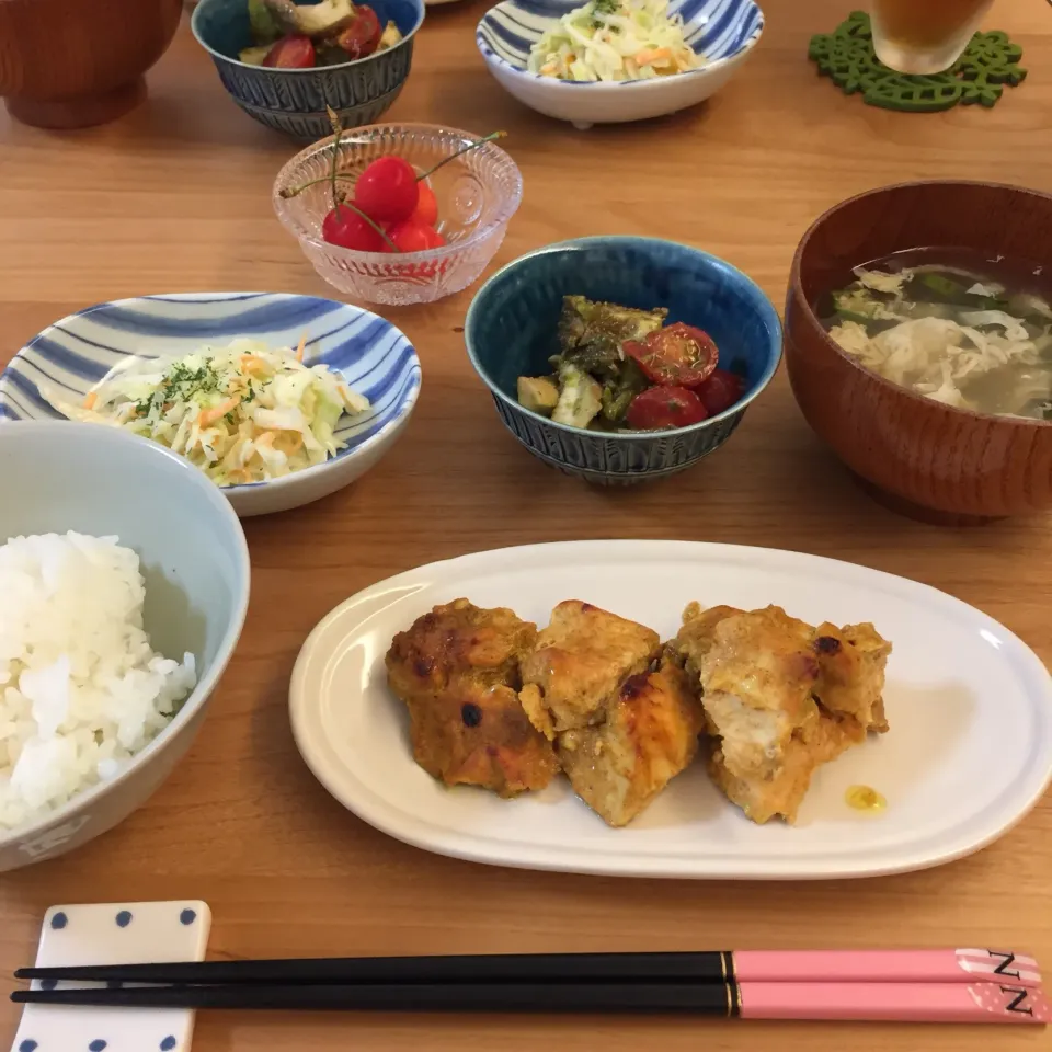 Snapdishの料理写真:楽天レシピさんの料理 2525Yu~kaさんのささみ(or胸肉)で簡単！タンドリーチキン風 #楽天レシピ|non0619さん