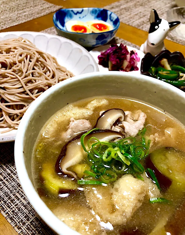 Snapdishの料理写真:豚肉と茄子のつけ蕎麦|くっきいママさん