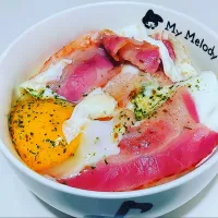 Snapdishの料理写真:ベーコンエッグ丼|Masaaki Ooiさん