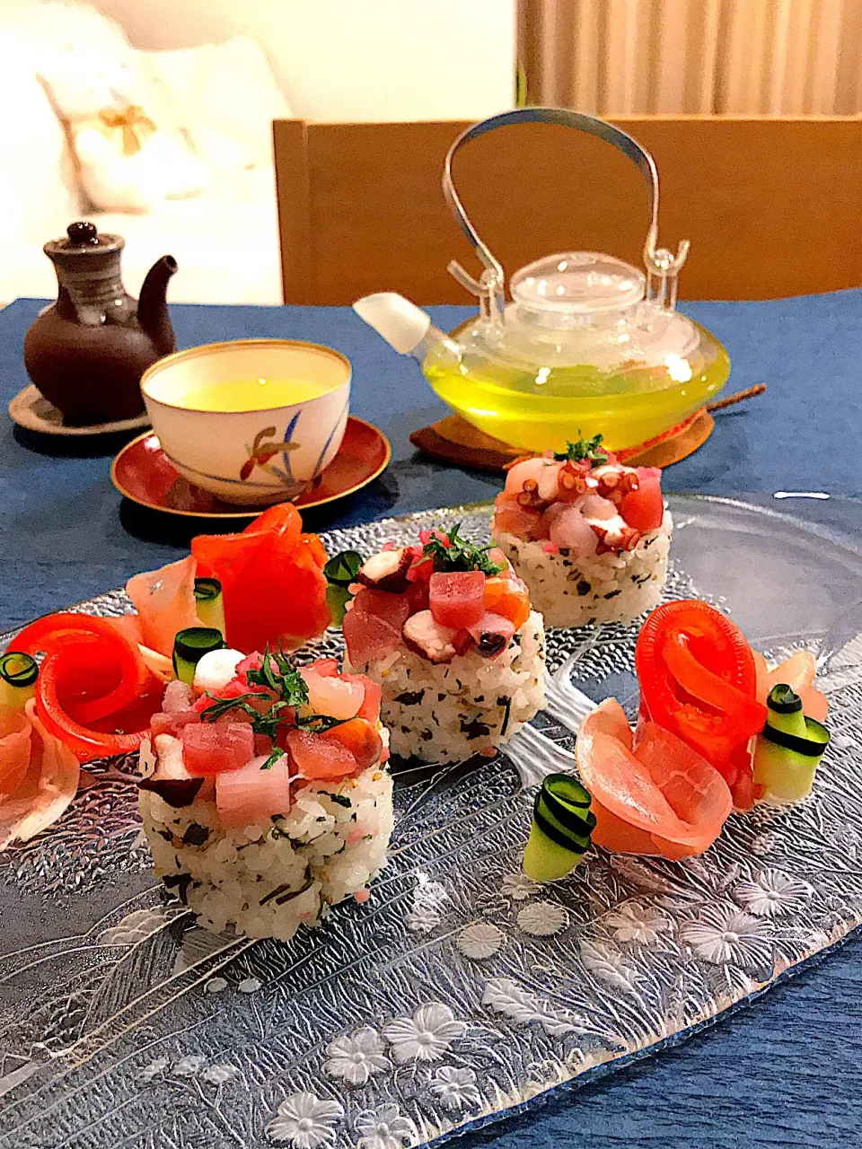 新茶葉入り酢飯で海鮮寿司〜狭山茶と共に🍵|サミカさん