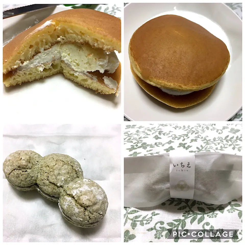 Snapdishの料理写真:クリームチーズどら焼き、いちえ（お茶）|こいちさん