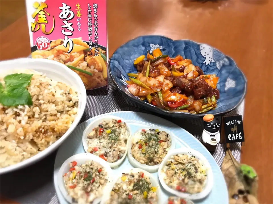 Snapdishの料理写真:725_kwhrさんの料理 &あさりの釜めし&酢鶏🎶|バシュランさん