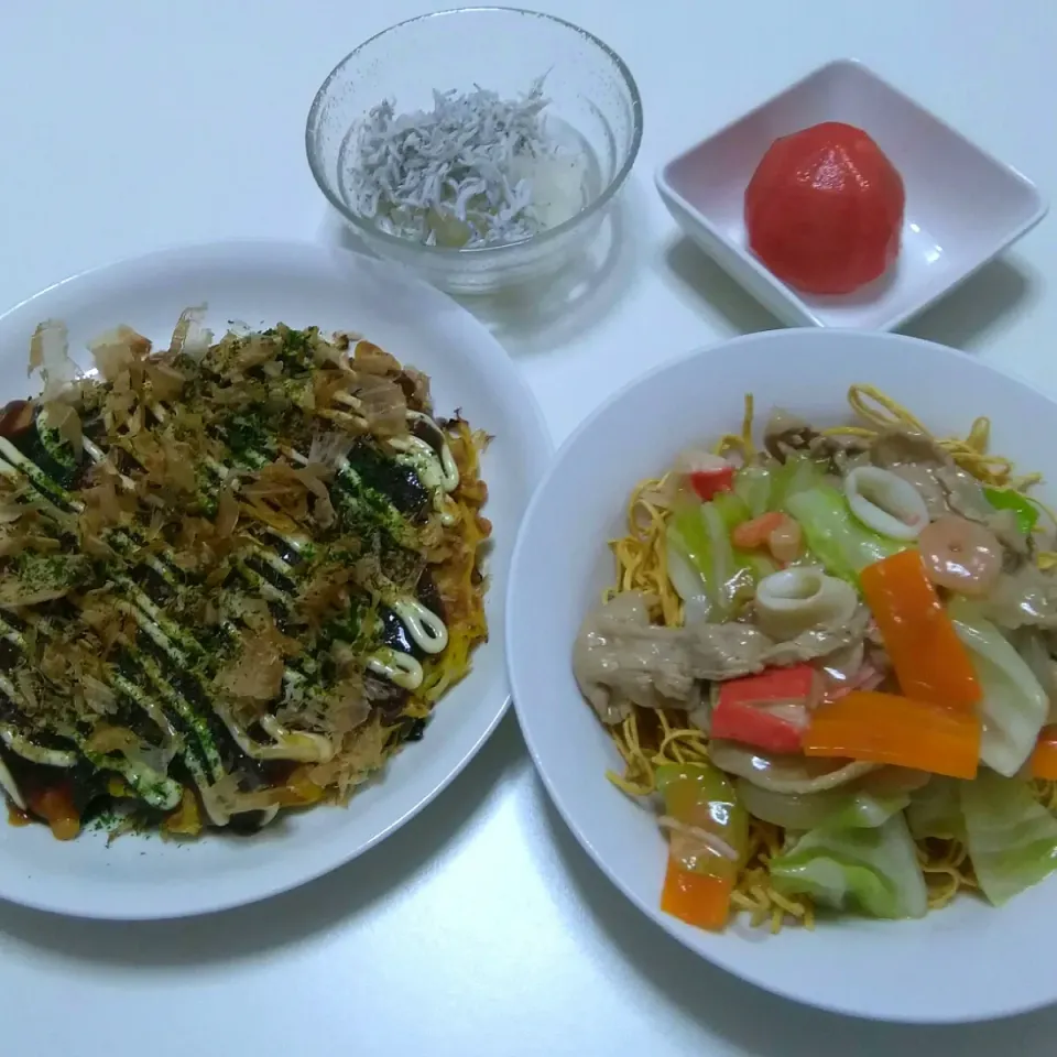 2019/06/29　昨日の晩ごはん💕
お好み焼き＆かた焼きそば|ちいたんさん