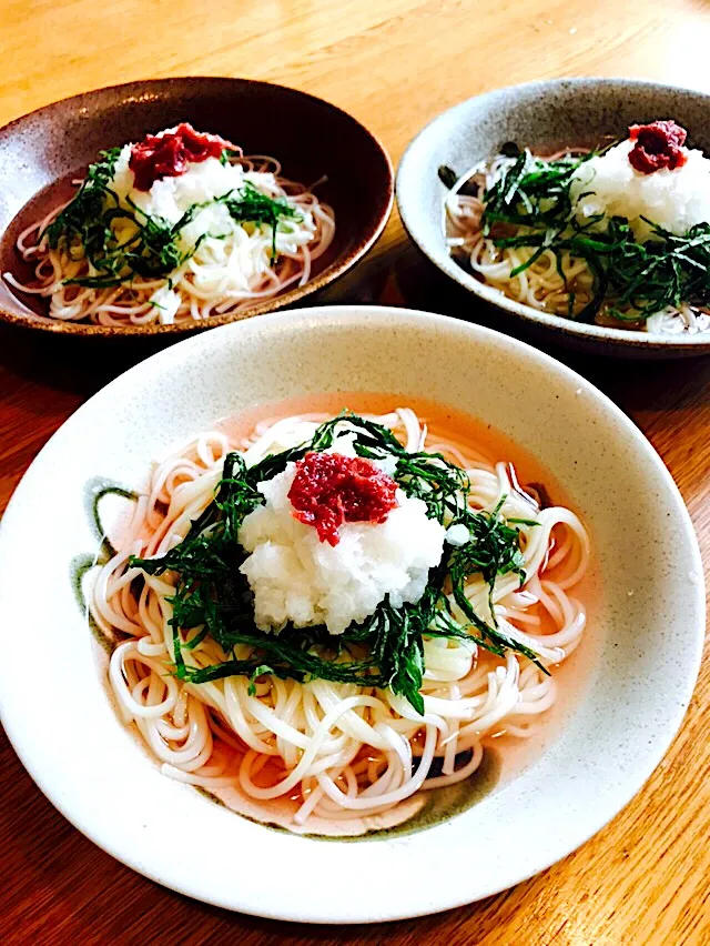 梅おろしそうめん
冷たいそうめん♡汁は白だしに赤梅酢入れてほんのりピンク💕大根おろし・青じそ・梅干し
さっぱりと❣️
#そうめん
#梅おろし|いちごさん