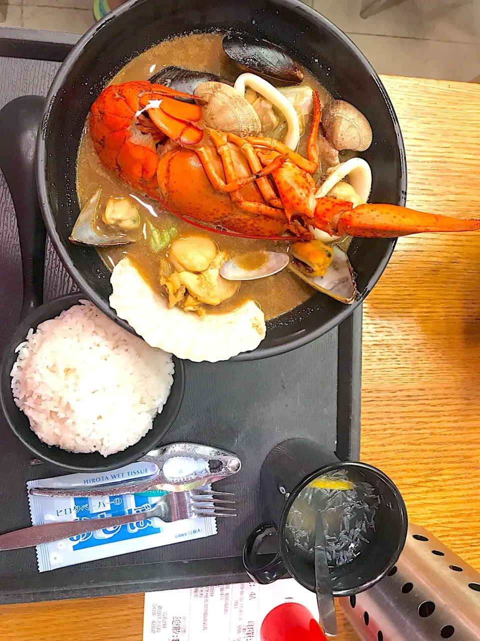 Seafood lobster soup with rice|Sky Blueさん