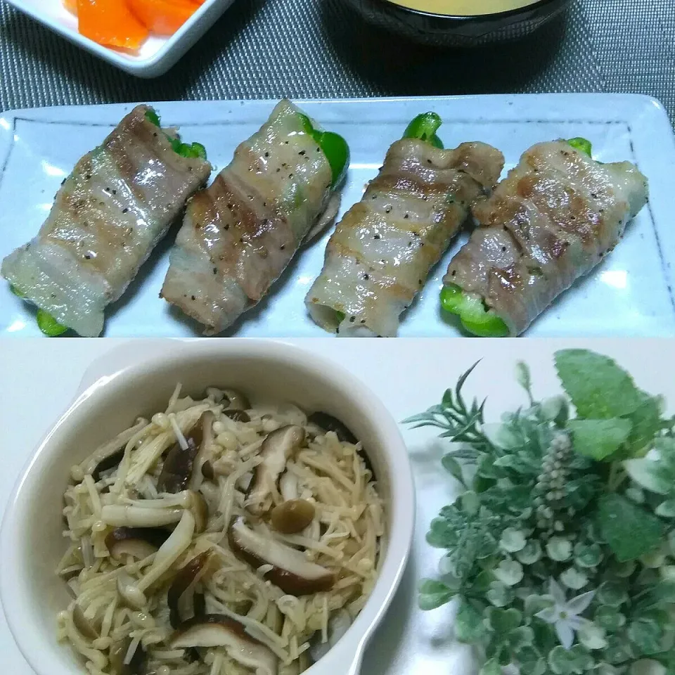 2019/07/01　
Kaorinboさんの料理 チーズイン肉巻きピーマン＆塩きのこ|ちいたんさん