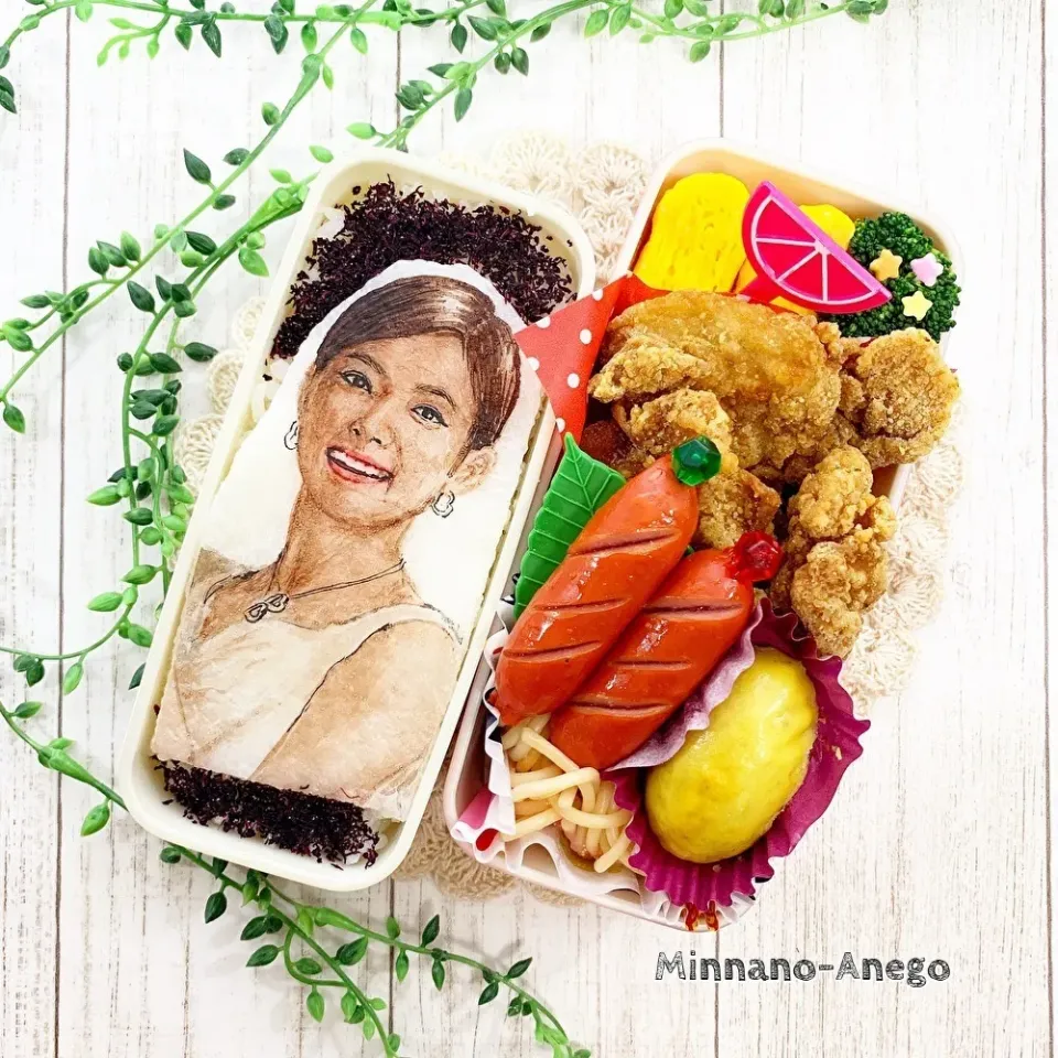 韓国女優人気ランキング1位『ハン・ヒョジュ』弁当
 #オブラートアート 
 #オブアート 
 #似顔絵弁当|みんなのあねごさん