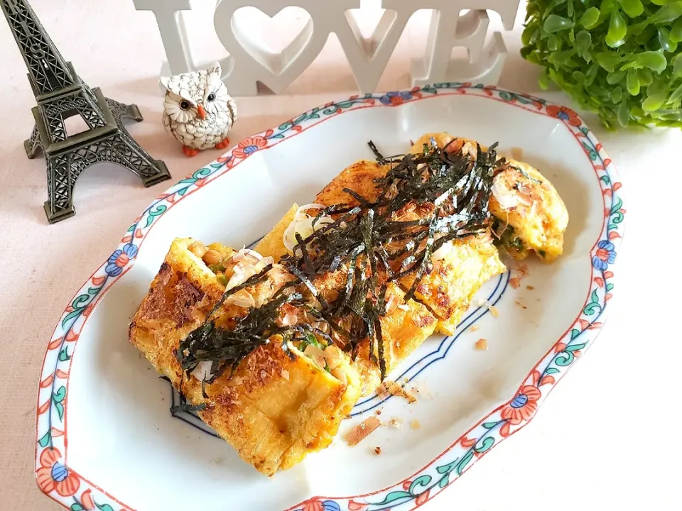 ♡あげで挟んだふわふわ納豆焼き♡|ずんこたんさん