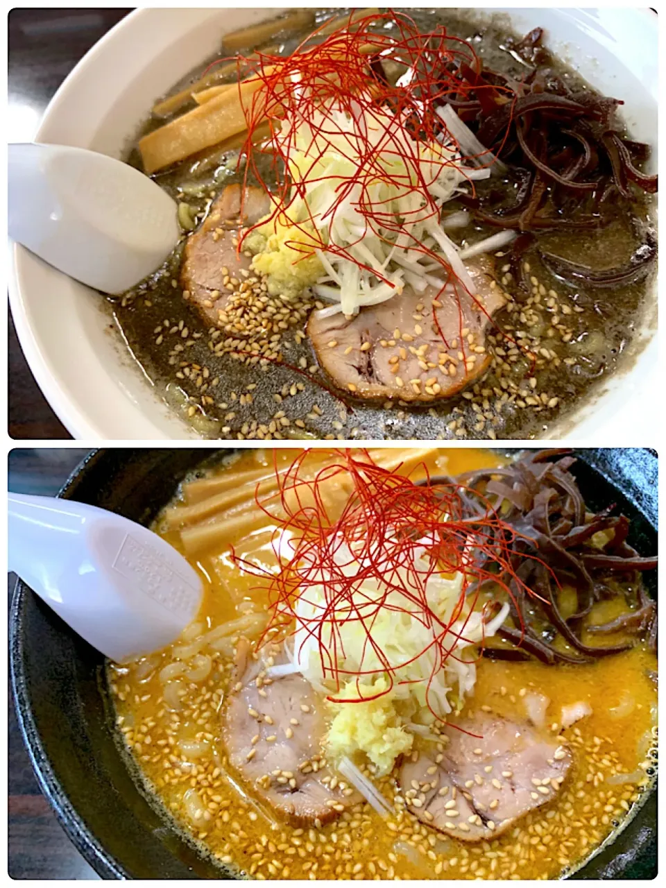 Snapdishの料理写真:塩ブラック ❄︎ 味噌ラーメン|sonoさん