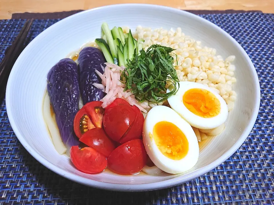 Snapdishの料理写真:具だくさん冷やしたぬきうどん|梟姉さんさん