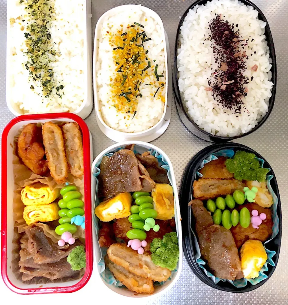 高２女子と社会人男子二人分お弁当☆
 #牛乳アレルギー 
 #ナッツアレルギー 
 #お弁当|とんちゃさん