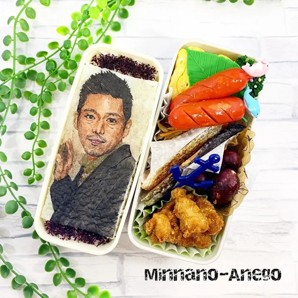 韓国俳優イケメン人気ランキング10位『チャン・ヒョク』弁当
 #オブラートアート 
 #オブアート 
 #似顔絵弁当|みんなのあねごさん